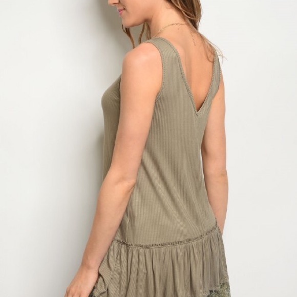 Miracle Berry Ribbed Tank Dress/Tunic w/ Lace Trim - Picture 3 of 4